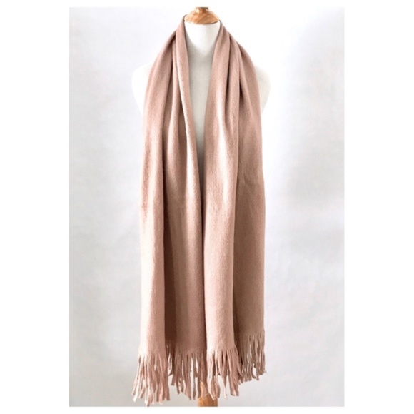 Steve Madden Blush Fringe Knit Wrap Muffler Scarf - Picture 3 of 10